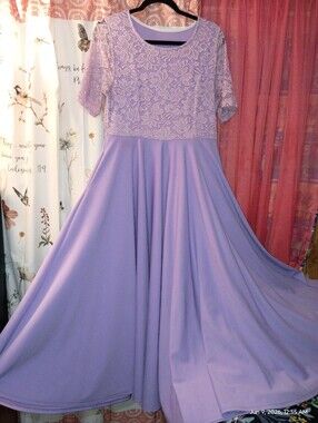 Lilac Lace Bodice Full Skirt Dress